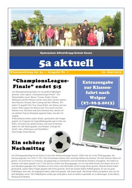 können Sie die Klassenzeitung der 5a als PDF herunterladen