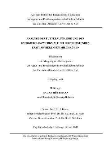 Hauke Hüttmann, 2007 - Institut für Tierzucht und Tierhaltung ...