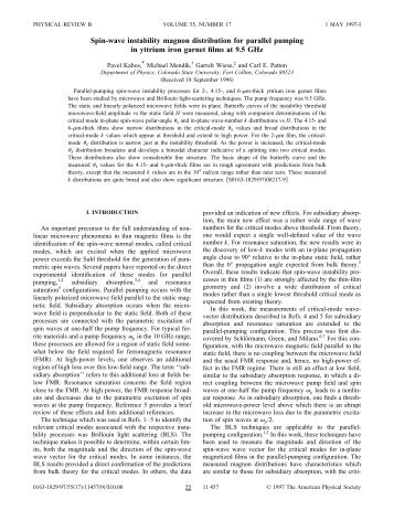 Spin-wave instability magnon distribution for parallel pumping in ...