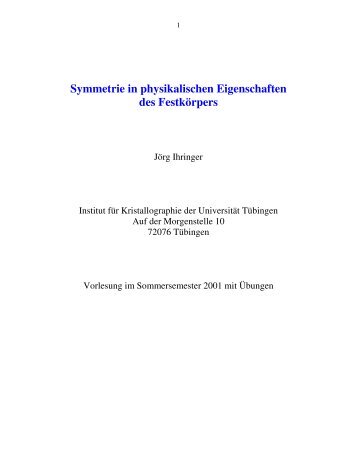 Symmetrie in physikalischen Eigenschaften des Festkörpers