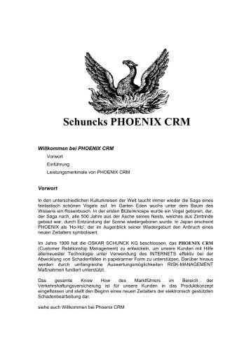 Schuncks PHOENIX CRM - SCHUNCK-Portal