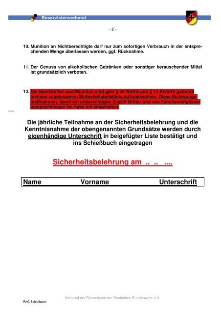 Sicherheitsbelehrung nach der Schießsportordnung des ... - RK Leer