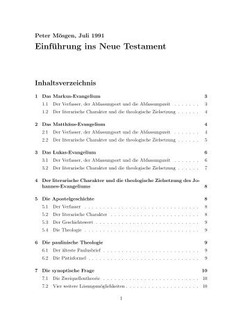 Einführung ins Neue Testament - Moesgen.de