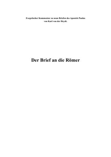 Der Brief an die Römer - Licht und Recht