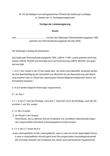 Vorlage der Landesregierung - Land Salzburg