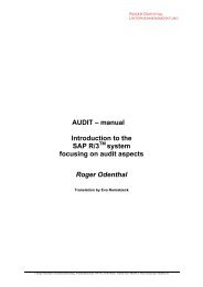 AUDIT – manual Introduction to the SAP R/3 ... - Roger Odenthal