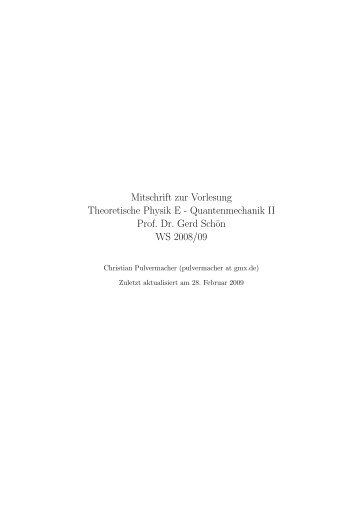 Mitschrift zur Vorlesung Theoretische Physik E - Quantenmechanik II ...