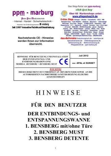 H I N W E I S E ppm - marburg - Entbindungswannen Bensberg ...