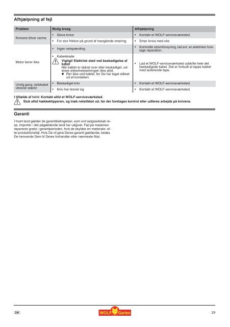 HSE 45 V HSE 55 V HSE 65 V HSE 45 V HSE 55 ... - WOLF-Garten NL