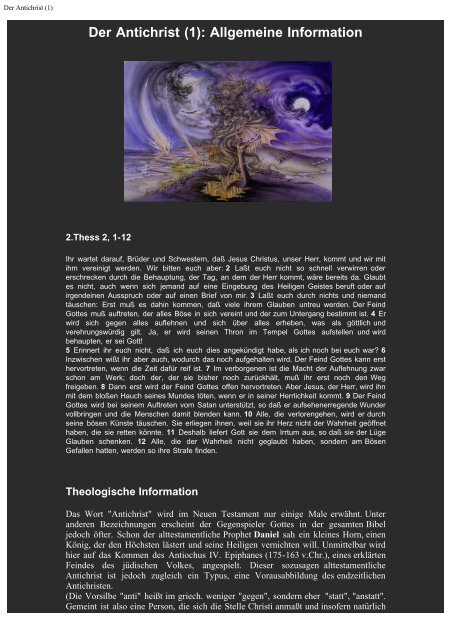 Der Antichrist 1 Allgemeine Information