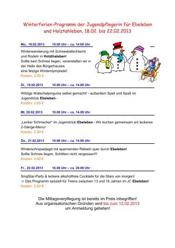Winterferienprogramm Ebeleben / Holzthaleben
