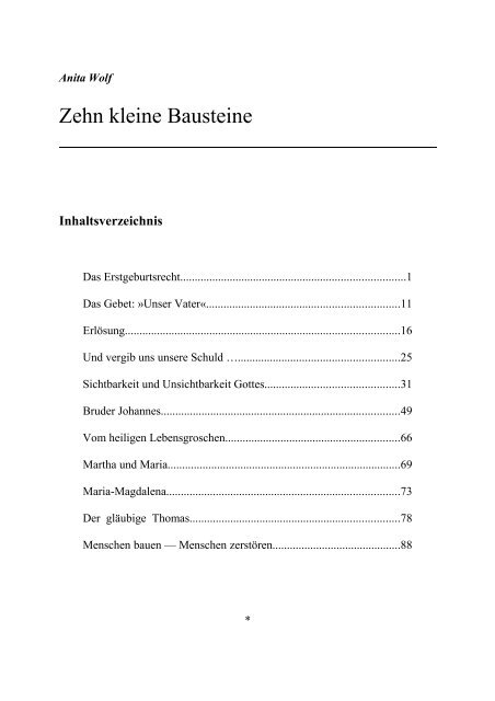 "Zehn kleine Bausteine" (0.55 MB) - Wo sind die Lügen dieser Welt?