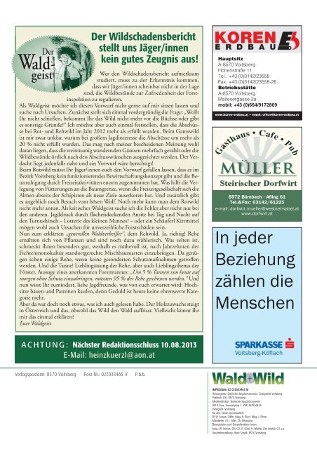 Wald + Wild das Infoblatt des Steir. Jagdschutzvereins Zweigstelle ...