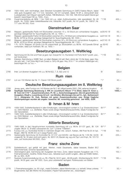 Liquidationsauktion - Dr. Reinhard Fischer Briefmarken Auktions