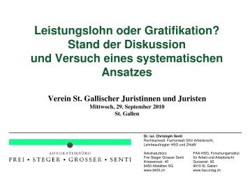 Leistungslohn oder Gratifikation? - St.Galler Juristenverein