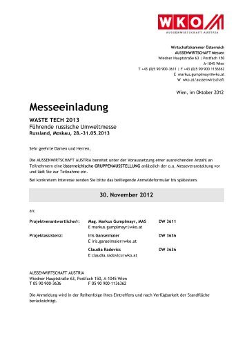 Messeeinladung - Wirtschaftskammer Österreich