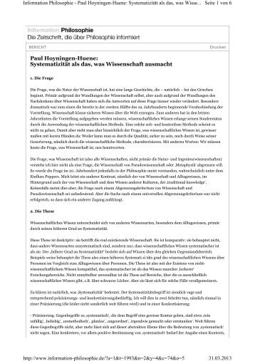 Paul Hoyningen-Huene: Systematizität als das, was Wissenschaft ...