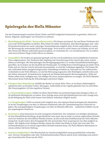 Spielregeln der HuTa Münster - Die Huta