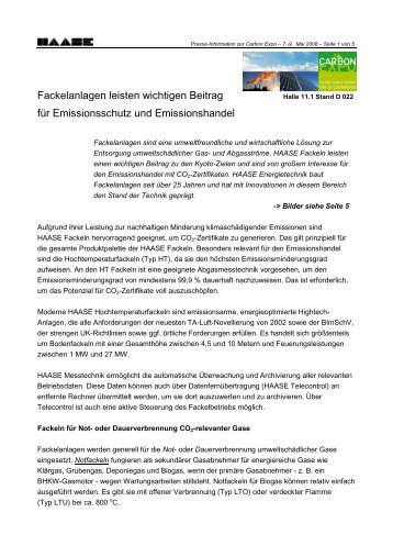 Fackelanlagen leisten wichtigen Beitrag für Emissionsschutz und ...