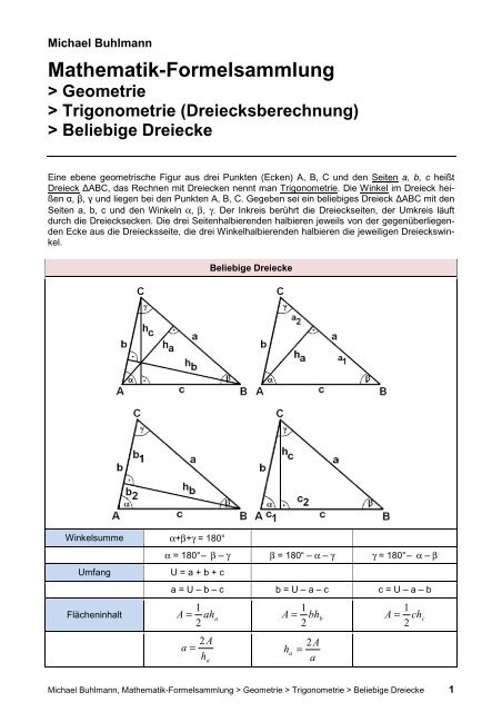 Beliebige Dreiecke - Michael-buhlmann.de