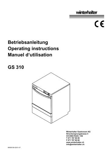 Betriebsanleitung Operating instructions Manuel d'utilisation GS 310