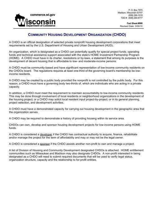 COMMUNITY HOUSING DEVELOPMENT ORGANIZATION (CHDO)