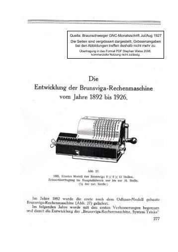 Quelle: Braunschweiger GNC-Monatsschrift Jul ... - Rechnerlexikon