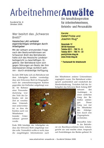 Rundbrief Nr. 8 (PDF) - Arbeitnehmer Anwälte