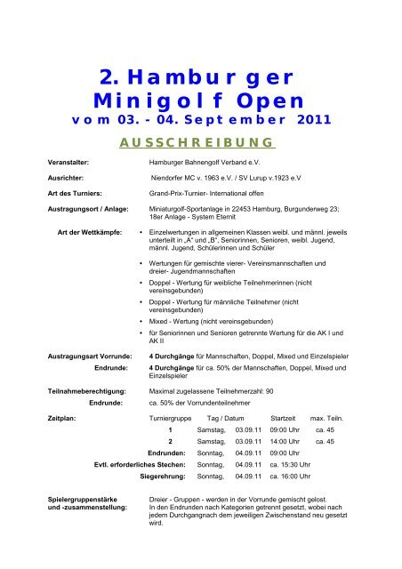 2. Hamburger Minigolf Open vom 03. - 04. September 2011 ...