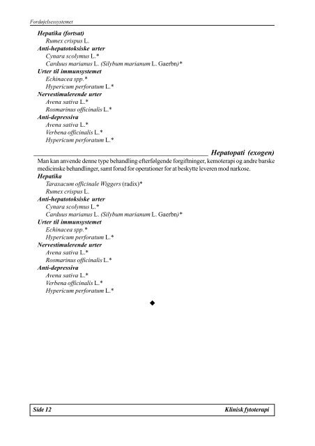 Modul G1.9 Klinisk Fytoterapi - Asclepius.dk