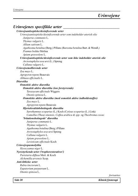 Modul G1.9 Klinisk Fytoterapi - Asclepius.dk