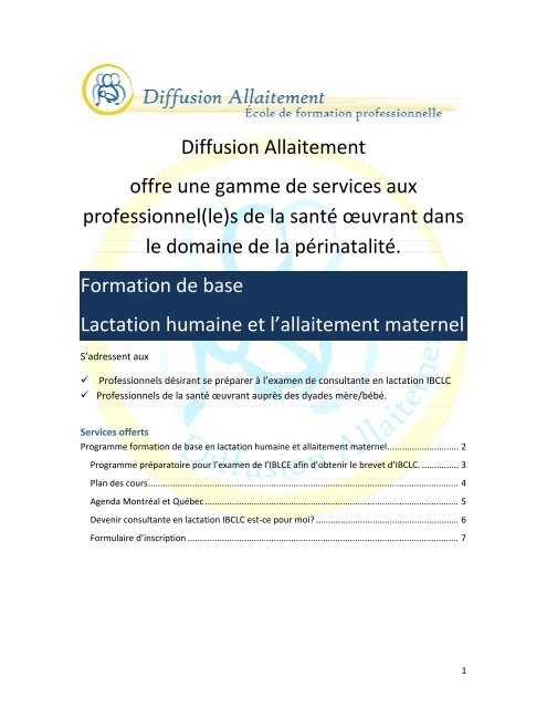 Formation Lactation humaine et allaitement maternel