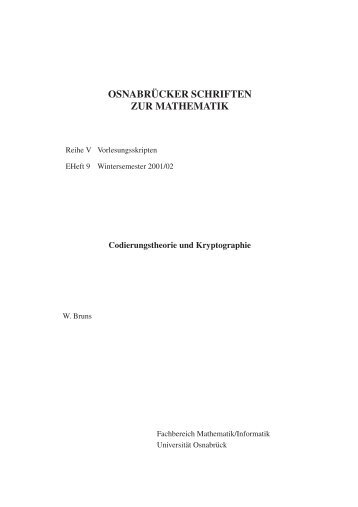 Codierungstheorie und Kryptographie - Home.uni-osnabrueck.de ...