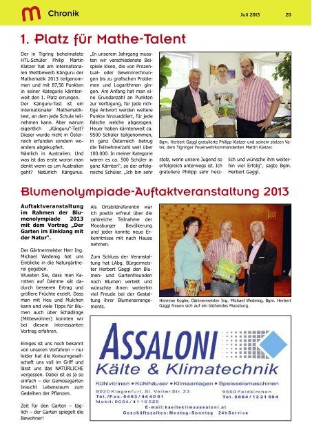 Gemeindezeitung Juli 2013 ist online! - Marktgemeinde Moosburg