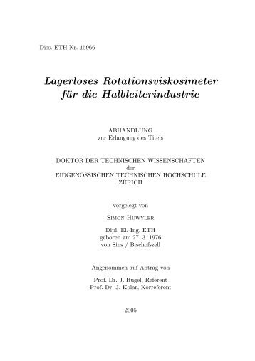 Lagerloses Rotationsviskosimeter für die ... - ETH Zürich