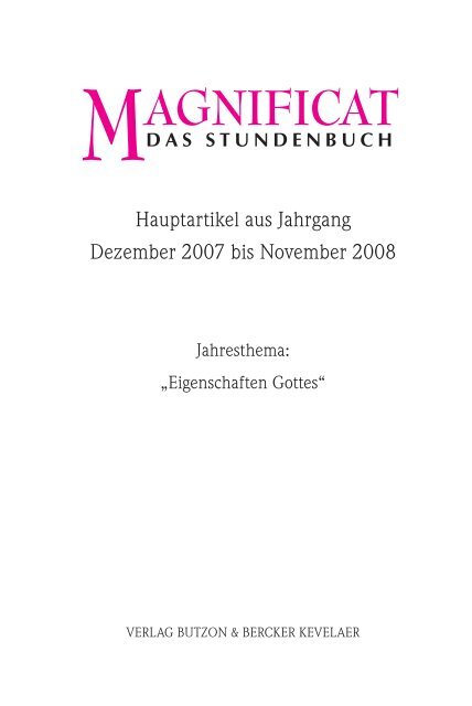 Jahresthema: "Eigenschaften Gottes" - MAGNIFICAT