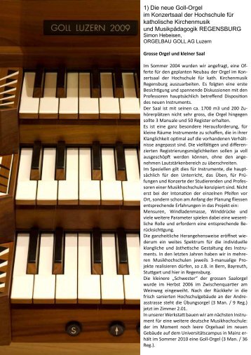 Konzertsaalorgel - Hochschule für katholische Kirchenmusik ...