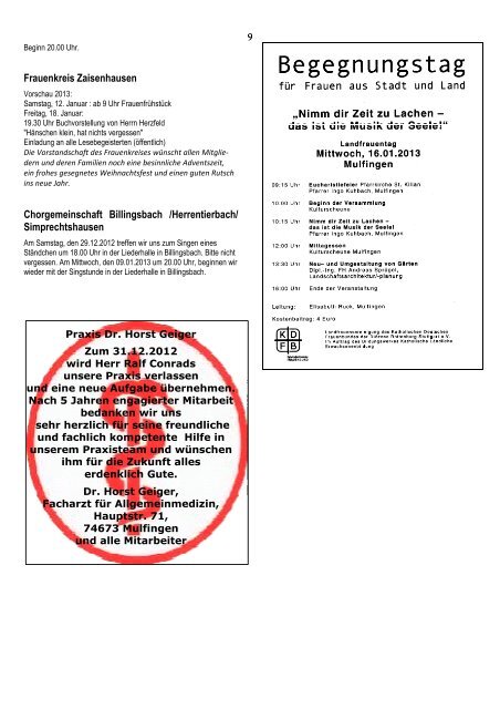 Mitteilungsblatt Nr. 51,52 v. 20.12,.2012 - Gemeinde Mulfingen