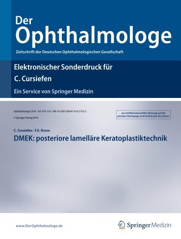 Elektronischer Sonderdruck für DMEK: posteriore lamelläre ...