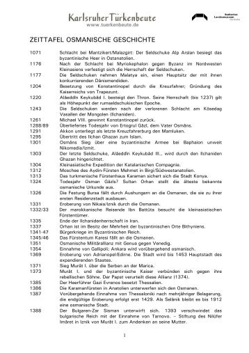 ZEITTAFEL OSMANISCHE GESCHICHTE