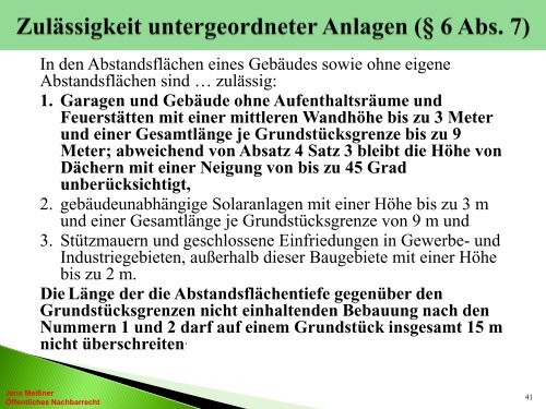 ABSTANDSFLÄCHEN nach der ThürBO 2004 - DVW Thüringen