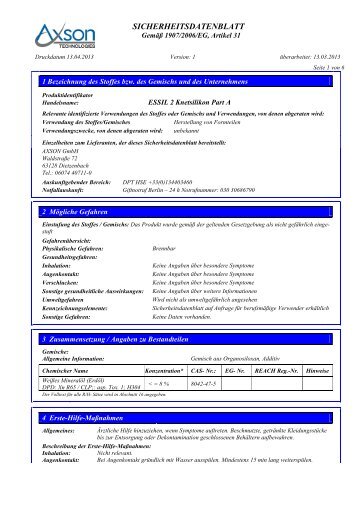 SICHERHEITSDATENBLATT - AXSON Decoline