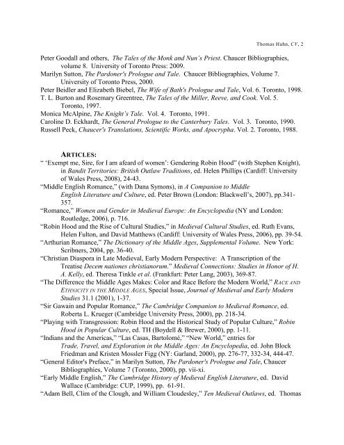 Thomas Hahn's CV - University of Rochester