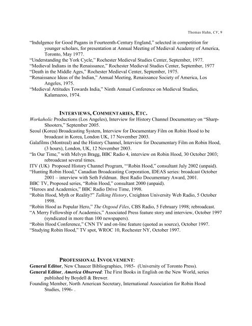 Thomas Hahn's CV - University of Rochester