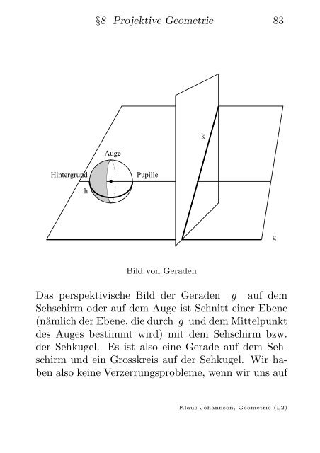 8. Von der Zentralprojektion zur projektiven Geometrie.