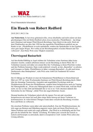 Ein Hauch von Robert Redford - Heinz Welz