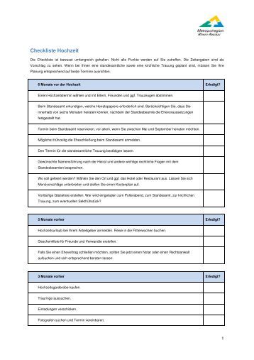 checkliste hochzeit verwaltungsdurchklick