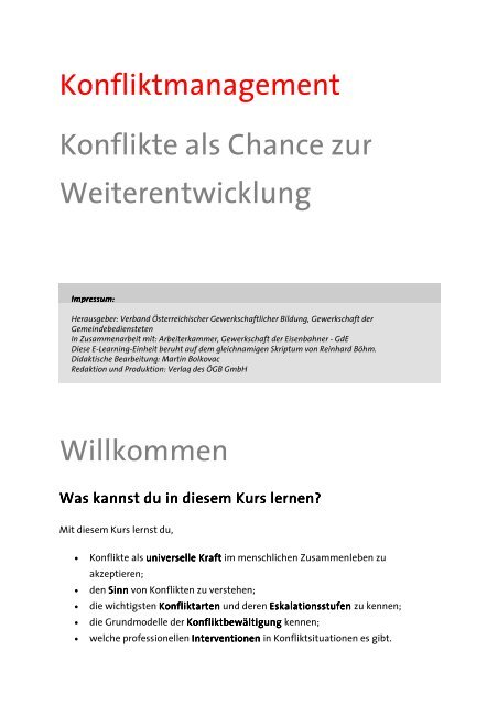 Konfliktmanagement Konflikte als Chance zur ... - WIGBIT