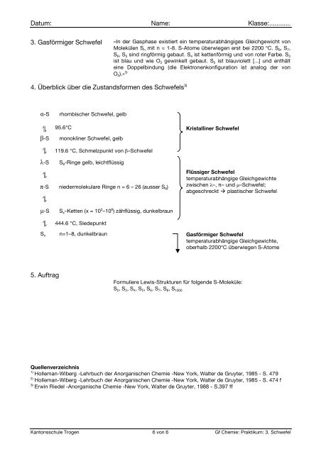 Schwefel - Typische Reaktionen von Nichtmetallen - Kst-chemie.ch
