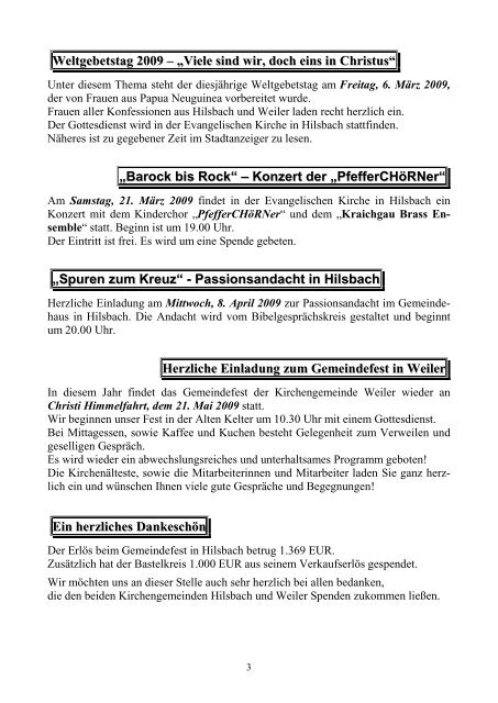 Ausgabe 1/2009 - Kirche in Hilsbach und Weiler